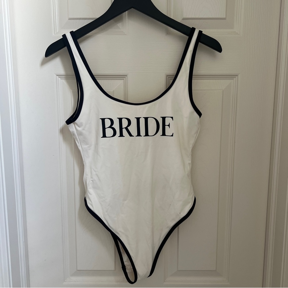 WeWoreWhat White and Black Bride Swimsuit size medium